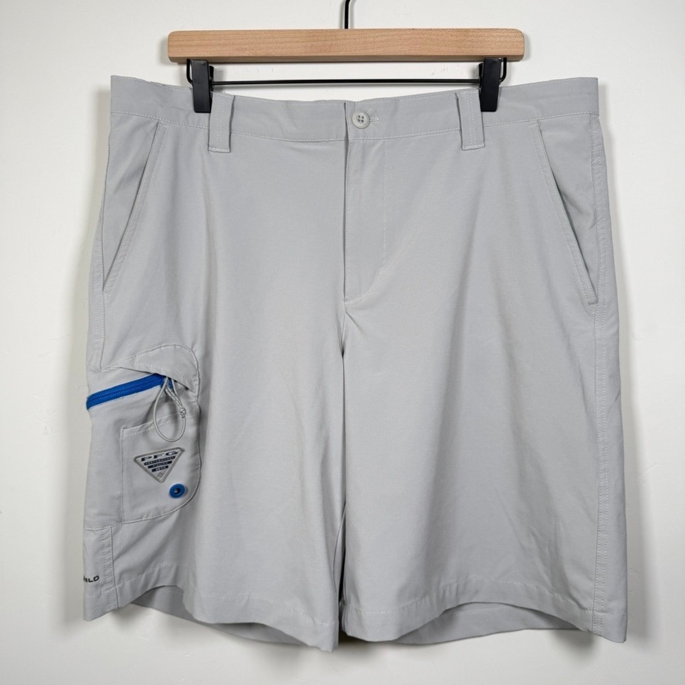Columbia Mens PFG Terminal Tackle Shorts Mens 38 Gray Omni-Shield Fishing UPF 50